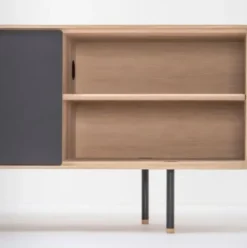 Komoda Dębowa Fina 180X45X64 Cm Czarna Gazzda