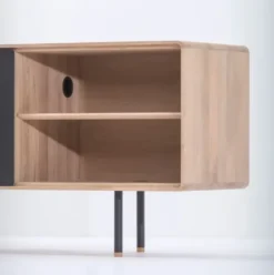 Komoda Dębowa Fina 180X45X64 Cm Czarna Gazzda