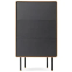 Komoda Dębowa Fina 60X45X100 Cm Czarna Gazzda