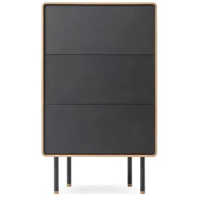 Komoda Dębowa Fina 60X45X100 Cm Czarna Gazzda