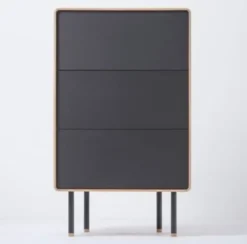 Komoda Dębowa Fina 60X45X100 Cm Czarna Gazzda