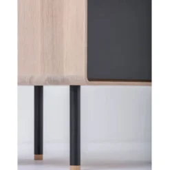Komoda Dębowa Fina 60X45X100 Cm Czarna Gazzda