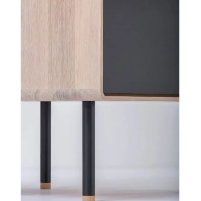 Komoda Dębowa Fina 60X45X100 Cm Czarna Gazzda