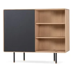 Komoda Dębowa Fina 118X45X100 Cm Door Czarna Gazzda