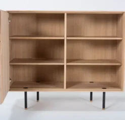 Komoda Dębowa Fina 118X45X100 Cm Door Czarna Gazzda