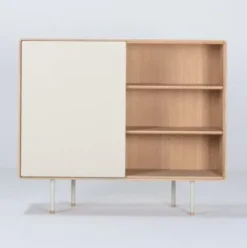 Komoda Dębowa Fina 118X45X100 Cm Door Jasnoszara Gazzda