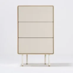 Komoda Dębowa Fina 60X45X100 Cm Jasnoszara Gazzda