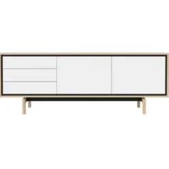 Komoda Floow 200 Cm Cm Dąb Bielony - Biały Laminat Bolia