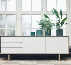 Komoda Floow 200 Cm Cm Dąb Bielony - Biały Laminat Bolia