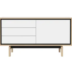 Komoda Floow 136 Cm Dąb Bielony- Biały Laminat Bolia