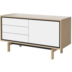 Komoda Floow 136 Cm Dąb Bielony- Biały Laminat Bolia
