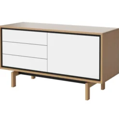 Komoda Floow 136 Cm Dąb Olejowany - Biały Laminat Bolia