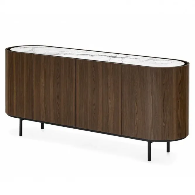 Komoda Lake 180 Cm Orzech - Blat Ceramiczny Biały Calligaris