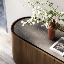 Komoda Lake 180 Cm Orzech - Blat Ceramiczny Brązowy Calligaris