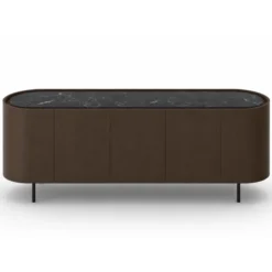 Komoda Lake 225 Cm Orzech - Blat Ceramiczny Czarny Calligaris