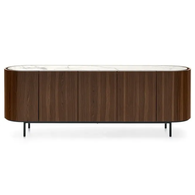 Komoda Lake 225 Cm Orzech - Blat Ceramiczny Biały Calligaris