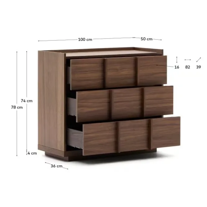 Komoda Onix 100 Cm Brązowa Kave Home
