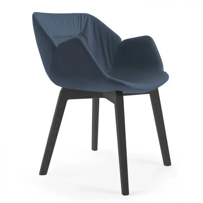 Krzesło Avell High Arm Wood Navy Blue