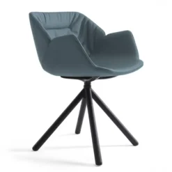 Krzesło Avellino Swivel High Arm Wood Turquoise