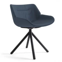 Krzesło Avell Obrotowe Podstawa Drewniana Navy Blue