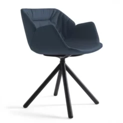 Krzesło Avell Swivel High Arm Wood Navy Blue