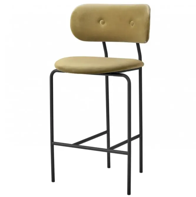 Krzesło Barowe Coco Counter Velvet Grey Green Gubi