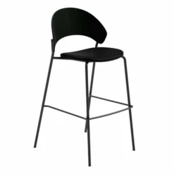 Krzesło Barowe Dosina 65 Cm Czarny Dąb - Czarna Skóra Pwtbs