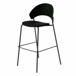 Krzesło Barowe Dosina 65 Cm Czarny Dąb - Czarna Skóra Pwtbs