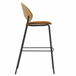 Krzesło Barowe Dosina 65 Cm Naturalny Dąb - Skóra Cognac Pwtbs