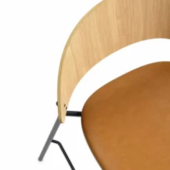 Krzesło Barowe Dosina 65 Cm Naturalny Dąb - Skóra Cognac Pwtbs