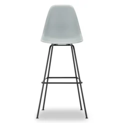 Krzesło Barowe Eames Plastic Re High Jasnoszare - Czarna Podstawa Vitra
