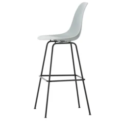 Krzesło Barowe Eames Plastic Re High Jasnoszare - Czarna Podstawa Vitra