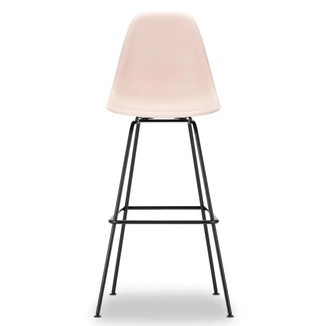 Krzesło Barowe Eames Plastic Re High Różowe - Czarna Podstawa Vitra