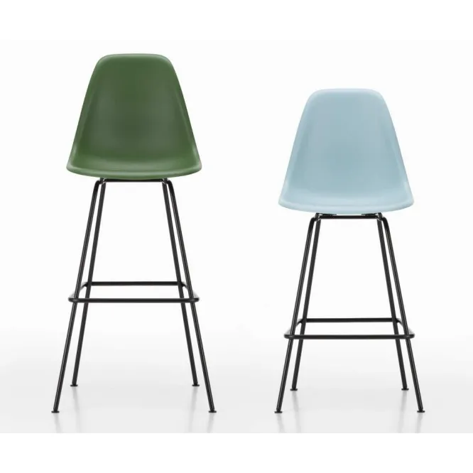 Krzesło Barowe Eames Plastic Re High Różowe - Czarna Podstawa Vitra