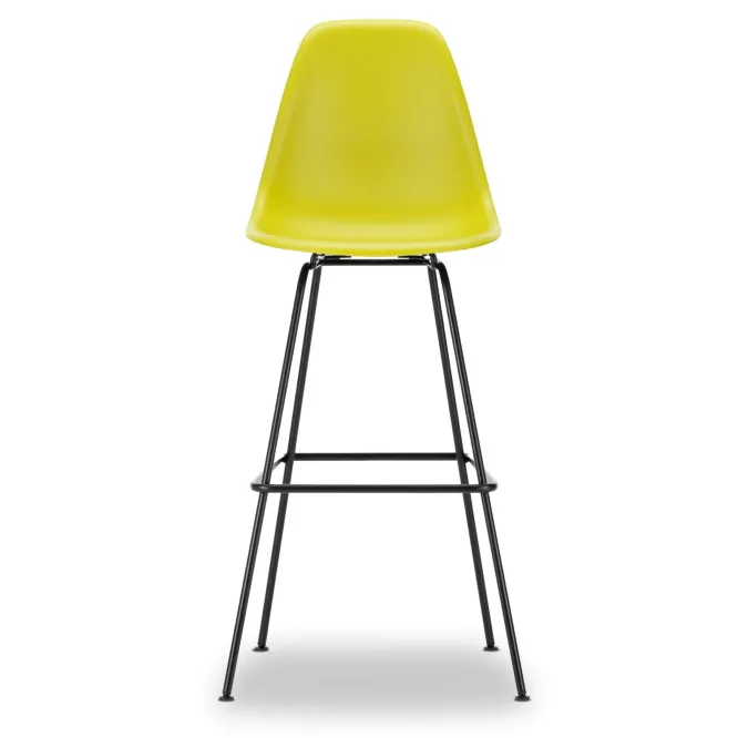 Krzesło Barowe Eames Plastic Re High Musztardowe - Czarna Podstawa Vitra