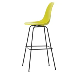 Krzesło Barowe Eames Plastic Re High Musztardowe - Czarna Podstawa Vitra