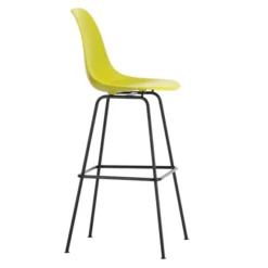 Krzesło Barowe Eames Plastic Re High Musztardowe - Czarna Podstawa Vitra