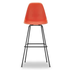 Krzesło Barowe Eames Plastic Re High Czerwone - Czarna Podstawa Vitra