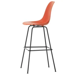 Krzesło Barowe Eames Plastic Re High Czerwone - Czarna Podstawa Vitra