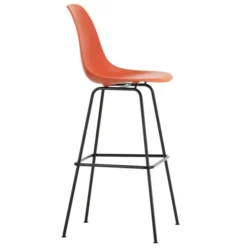 Krzesło Barowe Eames Plastic Re High Czerwone - Czarna Podstawa Vitra