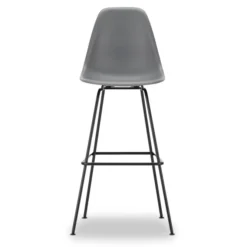 Krzesło Barowe Eames Plastic Re High Ciemnoszare - Czarna Podstawa Vitra