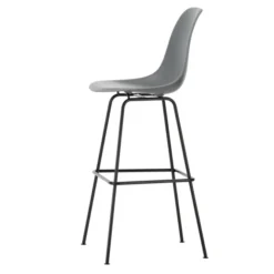 Krzesło Barowe Eames Plastic Re High Ciemnoszare - Czarna Podstawa Vitra