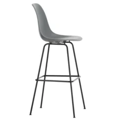 Krzesło Barowe Eames Plastic Re High Ciemnoszare - Czarna Podstawa Vitra