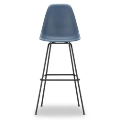 Krzesło Barowe Eames Plastic Re High Niebieskie - Czarna Podstawa Vitra