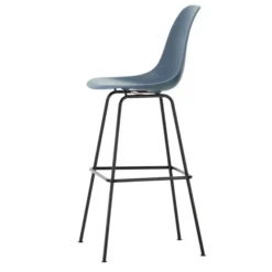 Krzesło Barowe Eames Plastic Re High Niebieskie - Czarna Podstawa Vitra