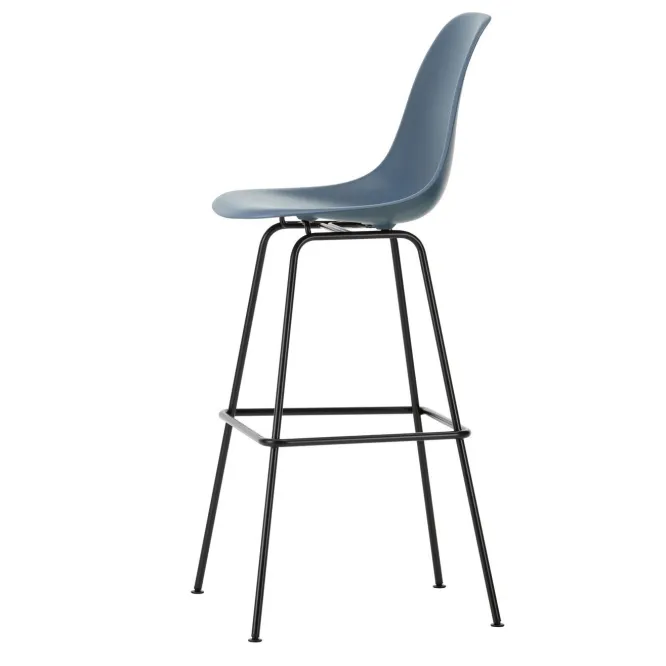 Krzesło Barowe Eames Plastic Re High Niebieskie - Czarna Podstawa Vitra