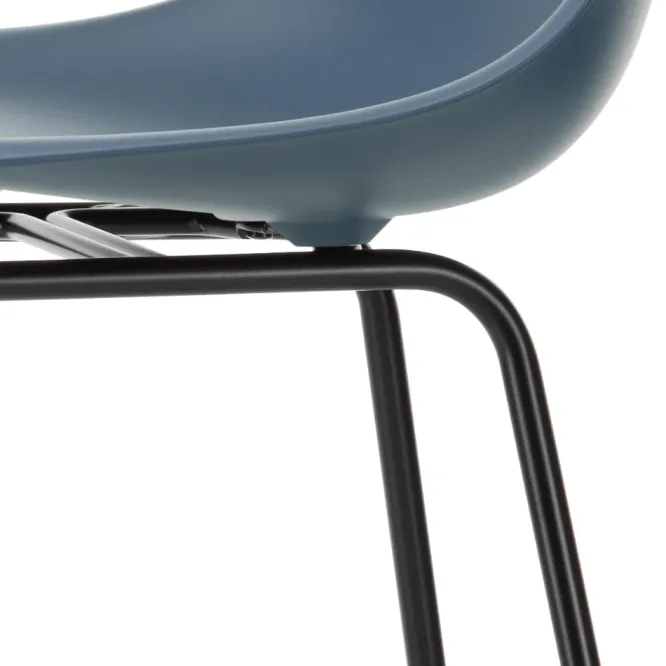 Krzesło Barowe Eames Plastic Re High Niebieskie - Czarna Podstawa Vitra