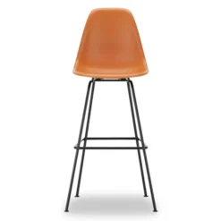 Krzesło Barowe Eames Plastic Re High Pomarańczowe - Czarna Podstawa Vitra