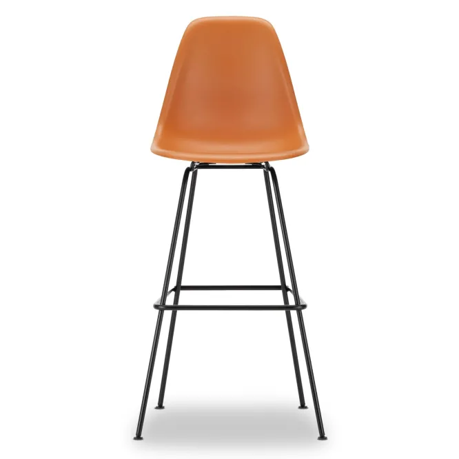 Krzesło Barowe Eames Plastic Re High Pomarańczowe - Czarna Podstawa Vitra