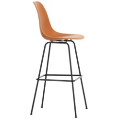 Krzesło Barowe Eames Plastic Re High Pomarańczowe - Czarna Podstawa Vitra